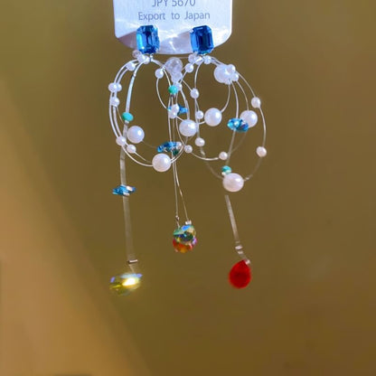 Earring Rhinestone Drop Pearl Faux