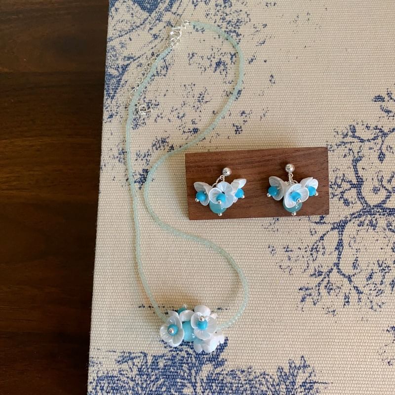 Beaded Floral Earring Drop / Necklace