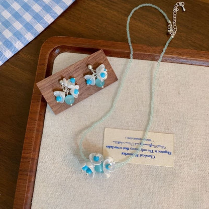 Beaded Floral Earring Drop / Necklace