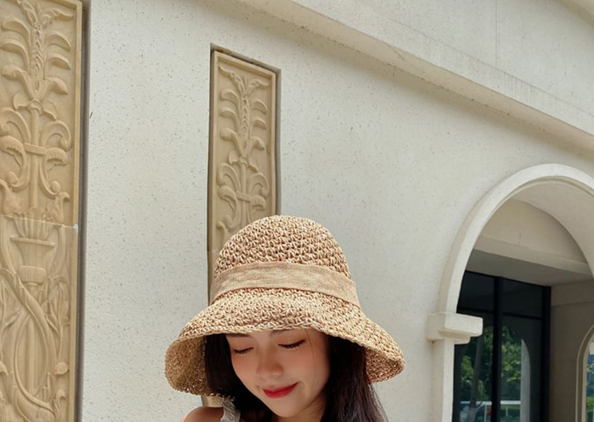 Hat Bow Straw Bucket