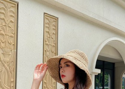 Hat Bow Straw Bucket