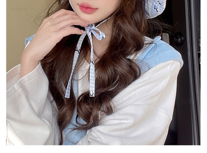 Plaid Bucket Bow Hat Print