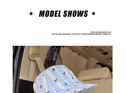 Plaid Bucket Bow Hat Print