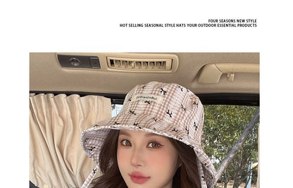 Plaid Bucket Bow Hat Print