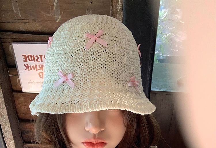 Cloche Hat Woven Bow