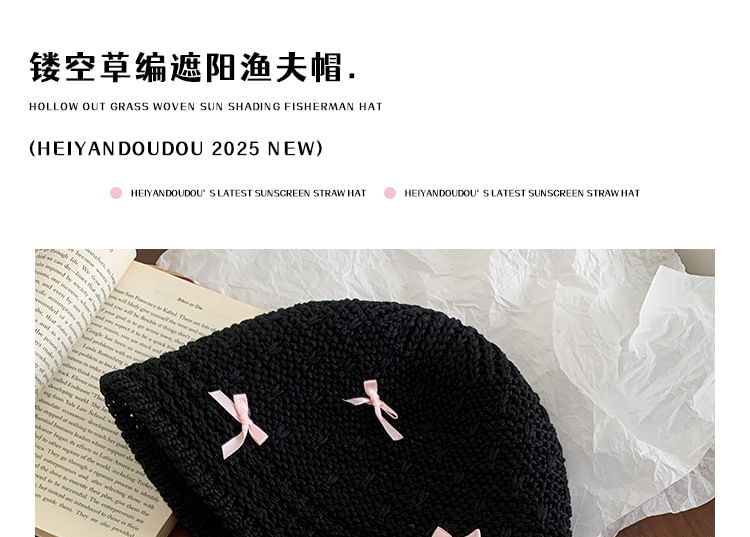 Cloche Hat Woven Bow