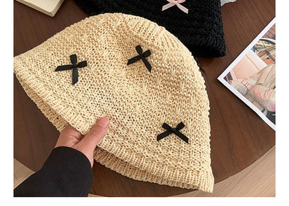 Cloche Hat Woven Bow
