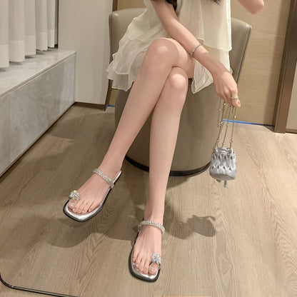 Sandals Flower Toe Rhinestone Loop