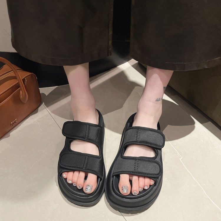 Platform Adhesive Strap Sandals