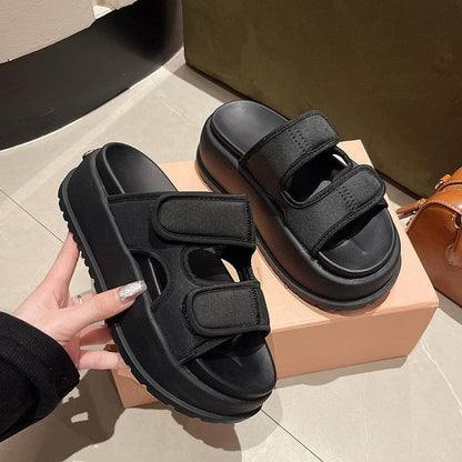 Platform Adhesive Strap Sandals