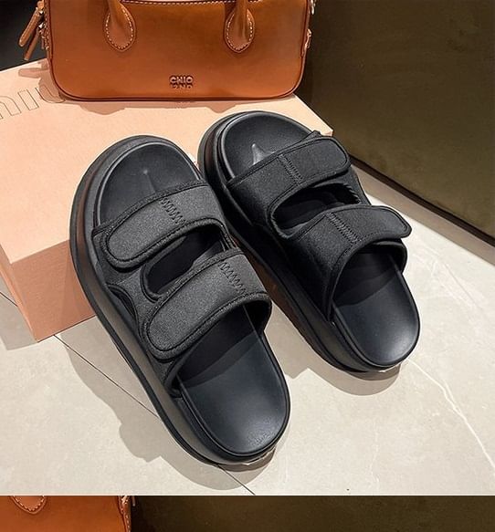 Platform Adhesive Strap Sandals