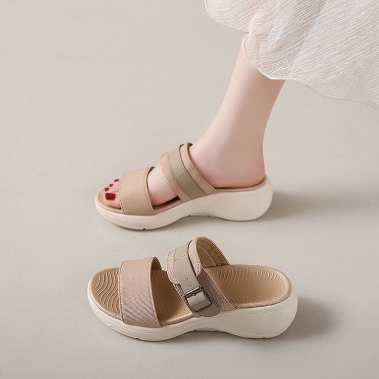 Slide Heel Wedge Sandals
