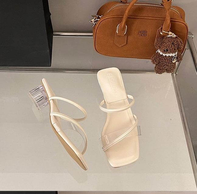 Slide Sandals Heel Square Low PVC Toe