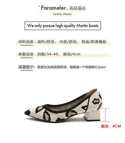 Pointed Pumps Heel Chunky Striped