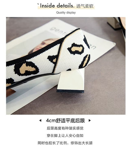 Pointed Pumps Heel Chunky Striped