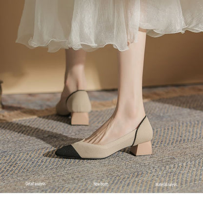 Heel Pointed Chunky Pumps