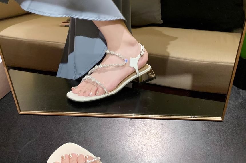 Sandals Strappy Heel Chunky Rhinestone