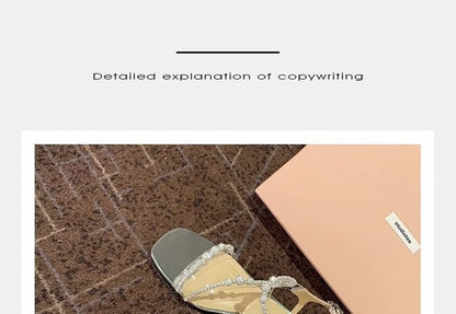 Sandals Strappy Heel Chunky Rhinestone