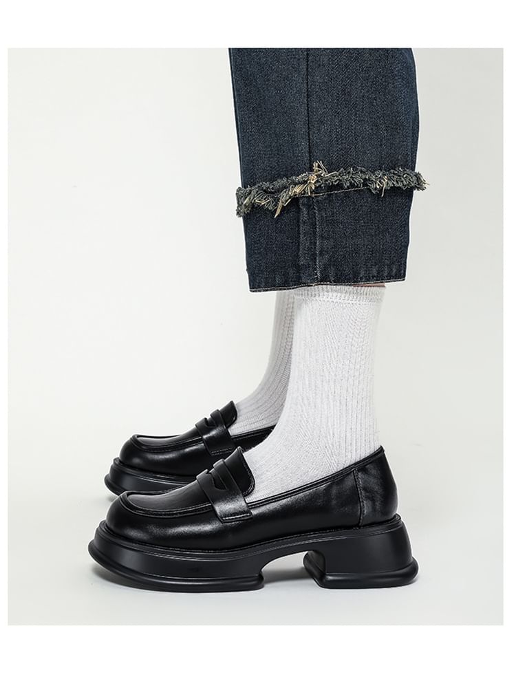 Loafers Heel Chunky Platform