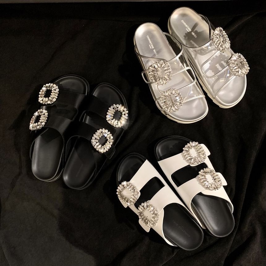 Buckled Sandals Rhinestone Slide