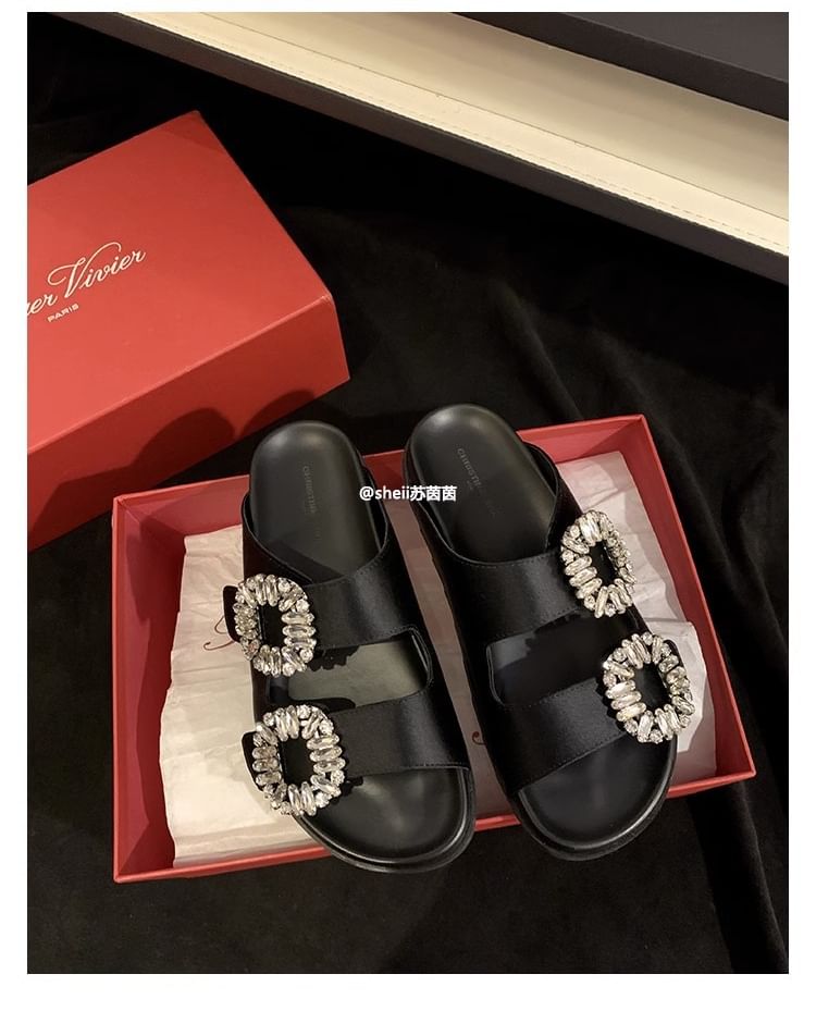 Buckled Sandals Rhinestone Slide