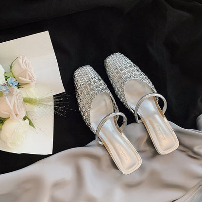 Square Mules Kitten Heel Toe