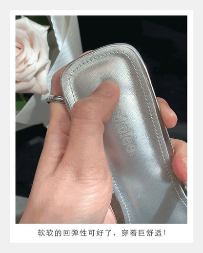 Square Mules Kitten Heel Toe