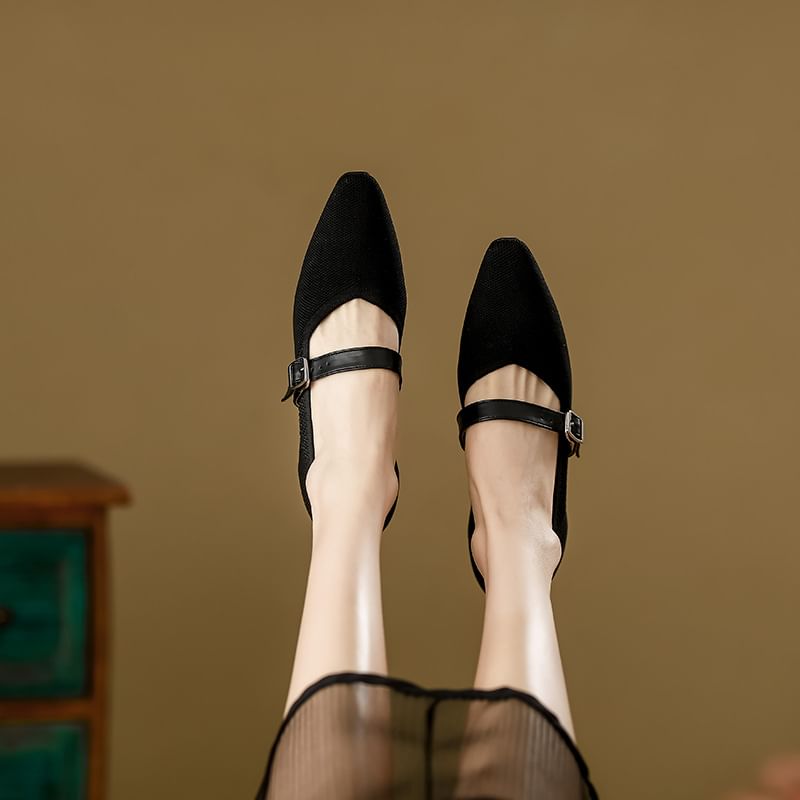 Heel Pumps Mary Toe Chunky Square Jane