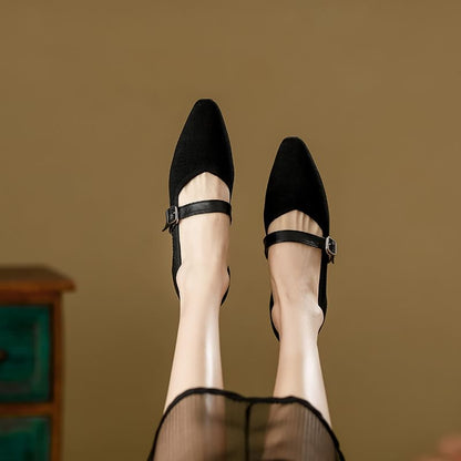 Heel Pumps Mary Toe Chunky Square Jane