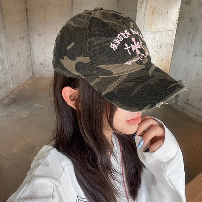 Baseball Embroidered Camouflage Cross Cap