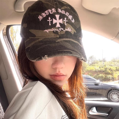 Baseball Embroidered Camouflage Cross Cap