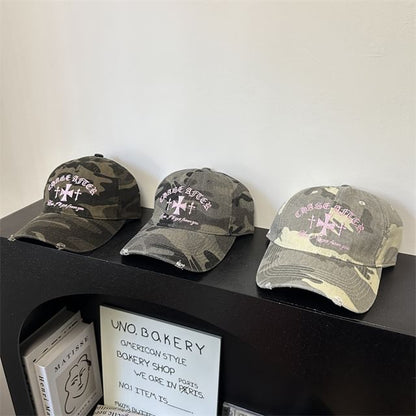Baseball Embroidered Camouflage Cross Cap