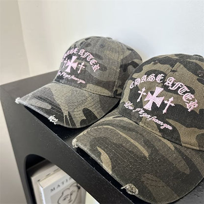 Baseball Embroidered Camouflage Cross Cap