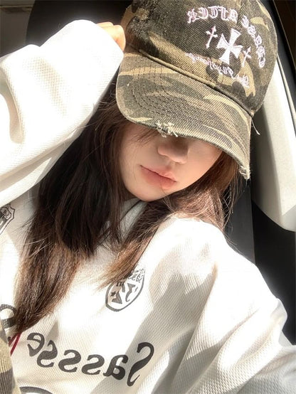 Baseball Embroidered Camouflage Cross Cap