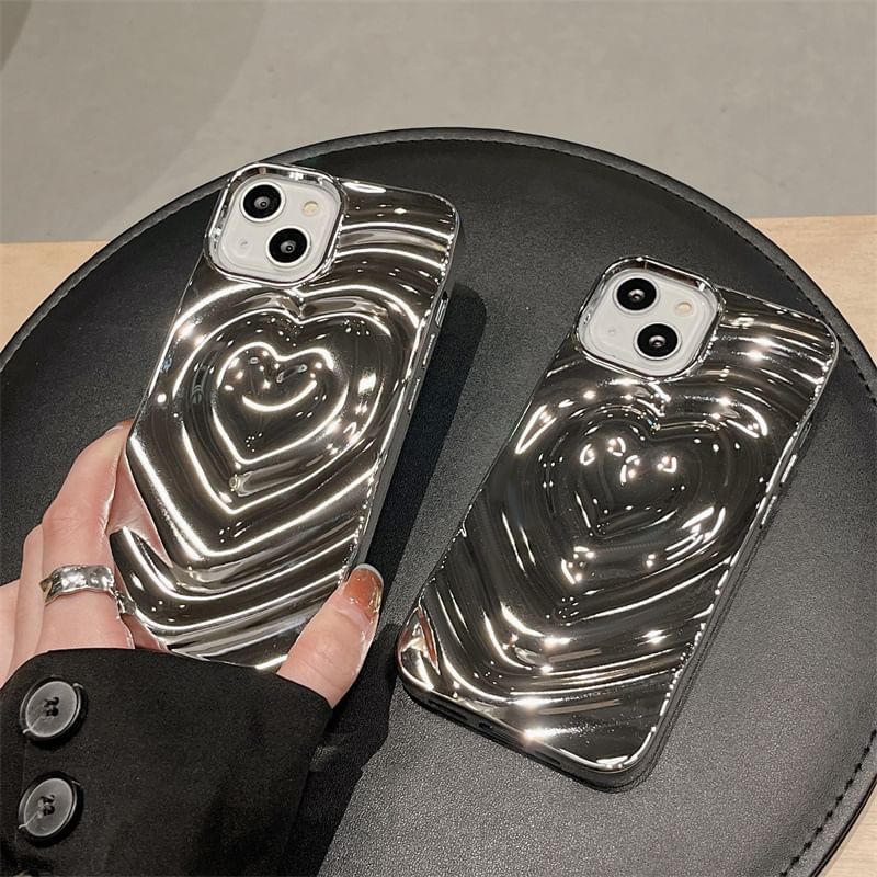 Metallic Heart Textured Phone Case