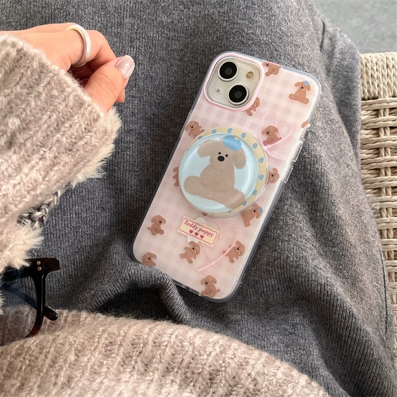 Heart Bear Plaid Magnetic (Compatible with MagSafe) Phone Case
