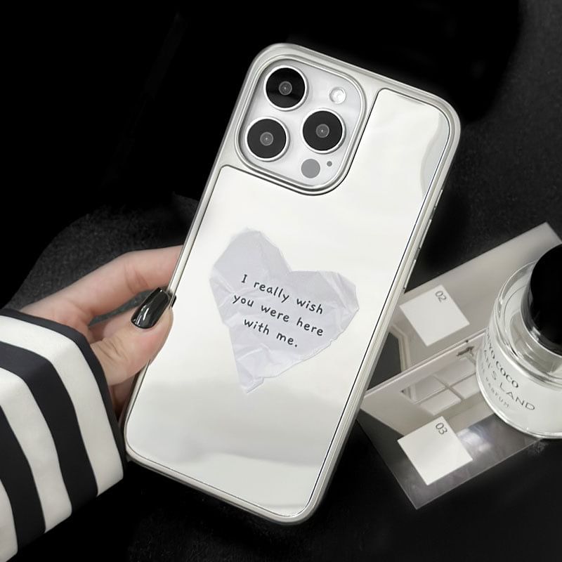 Heart Lettering Mirrored Magnetic (Compatible with MagSafe) Phone Case