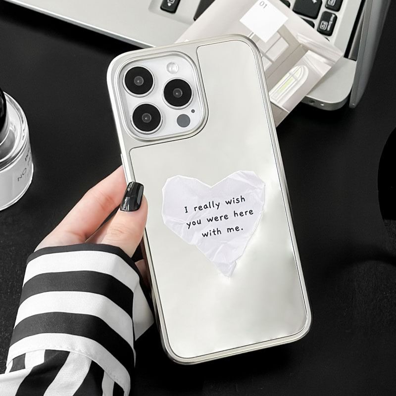 Heart Lettering Mirrored Magnetic (Compatible with MagSafe) Phone Case