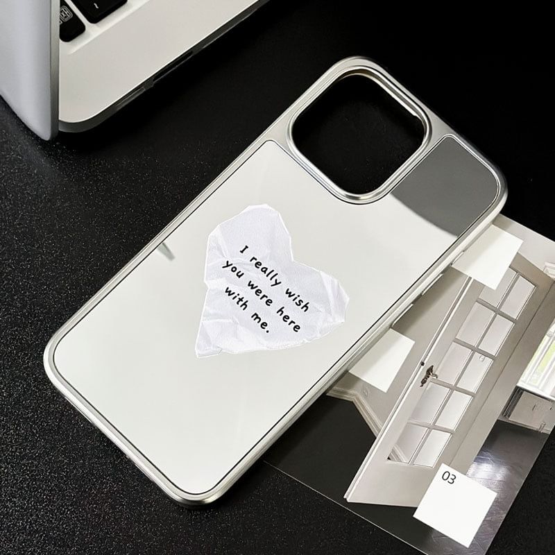 Heart Lettering Mirrored Magnetic (Compatible with MagSafe) Phone Case