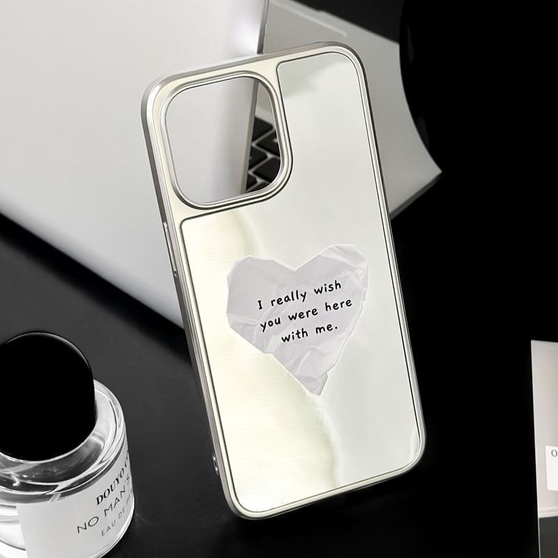 Heart Lettering Mirrored Magnetic (Compatible with MagSafe) Phone Case