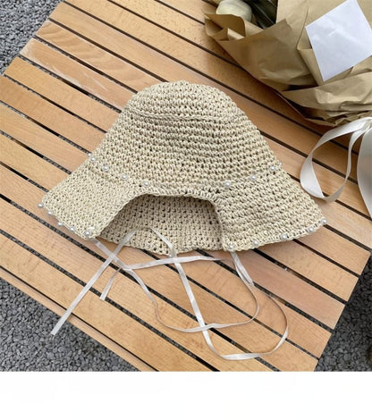 Hat Straw Cloche Lace-Up