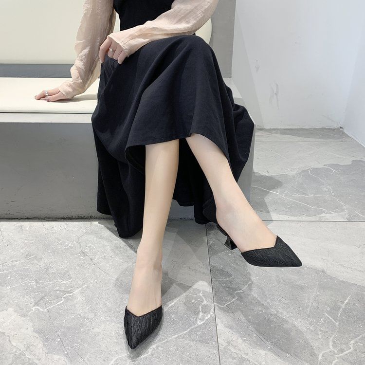 Kitten Mules Toe Heel Pointed