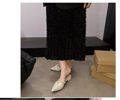 Heel Faux Pearl Chunky Knot Pointed Mules Toe