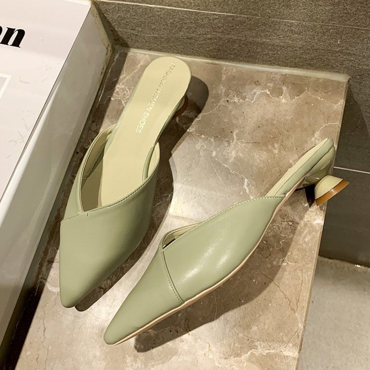 Kitten Pointed Heel Mules Toe
