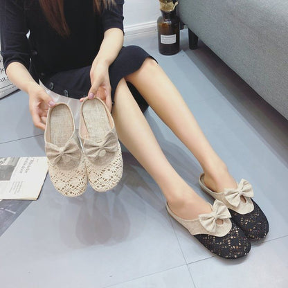 Cutout Mules Bow Toe Round