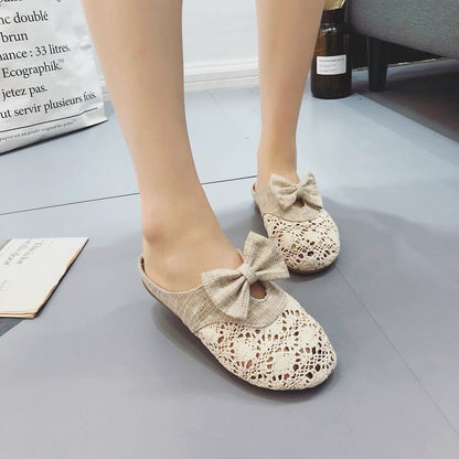 Cutout Mules Bow Toe Round