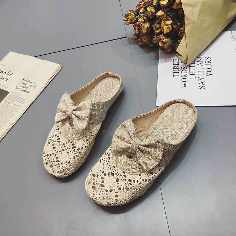 Cutout Mules Bow Toe Round