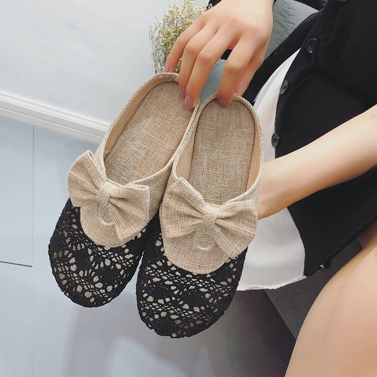 Cutout Mules Bow Toe Round