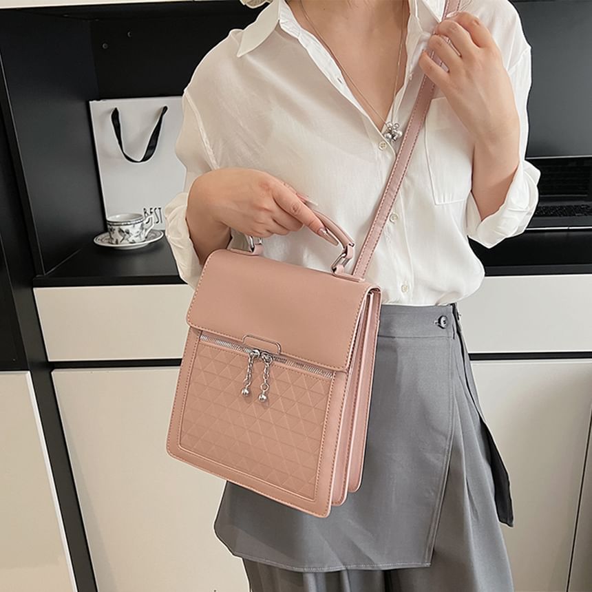 Backpack Plain Faux Flap Leather