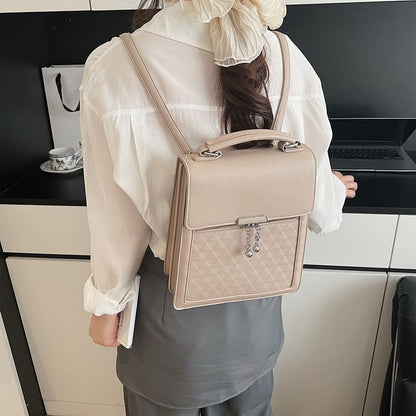 Backpack Plain Faux Flap Leather